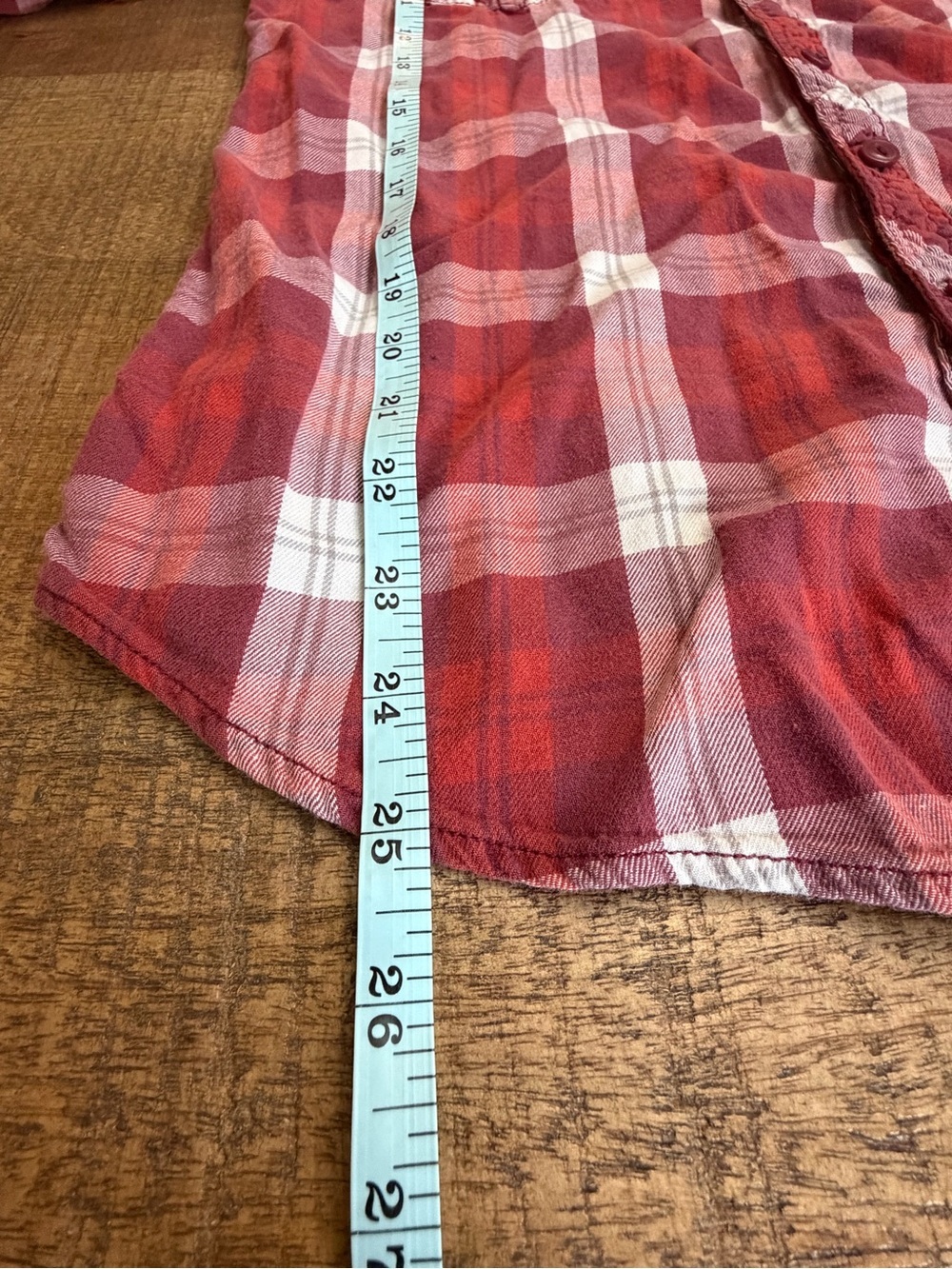 Cotton On Red and White Plaid Button-Down Shirt with Gray Hood - Picture 7 of 7